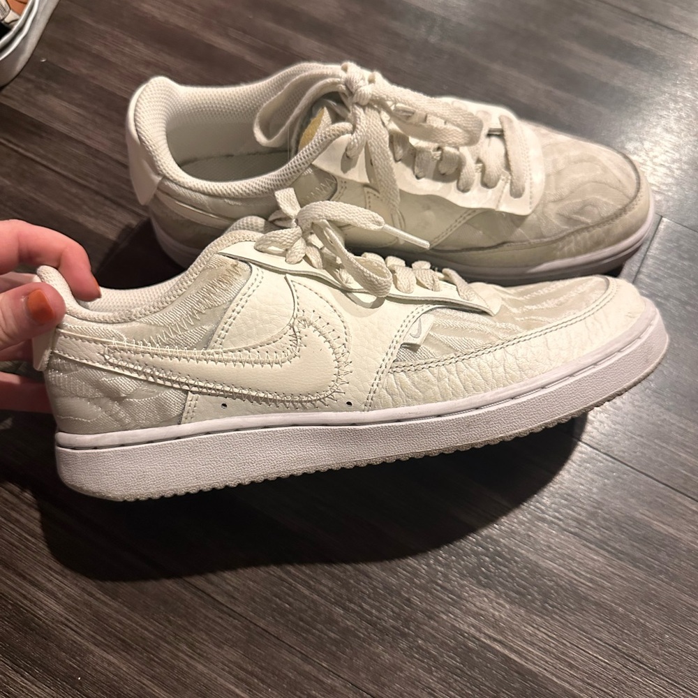 All White Zebra Nike Court Visions - Women’s 8!